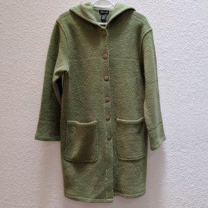 green boiled wool coat